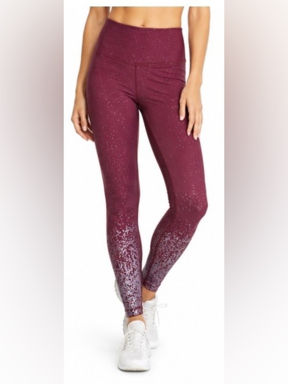 Beyond Yoga Burgundy Foil Ombre Leggings